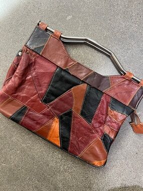 Vintage Patchwork Leather purse boho Bag 70s patchwork bag